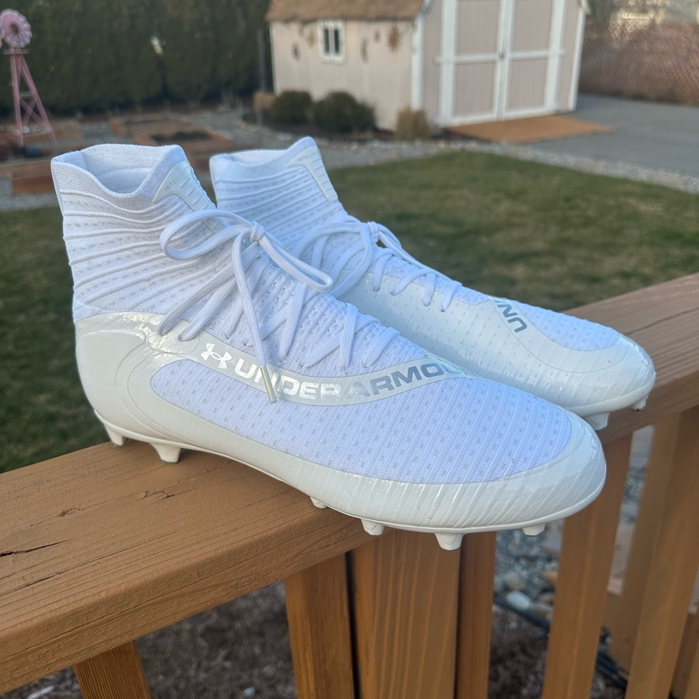 Under Armour Highlight 2 MC Knit Football Cleats White  Men's Sz 13 EUC - Picture 2 of 6
